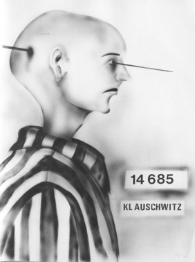 do not forget nazi-auschwitz, acryl airbrush 40x60cm